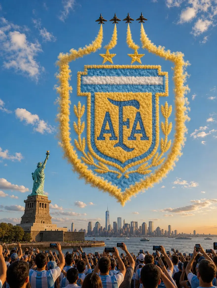 Arjantin arması, hava gösterisi dumanıyla New York semalarında
