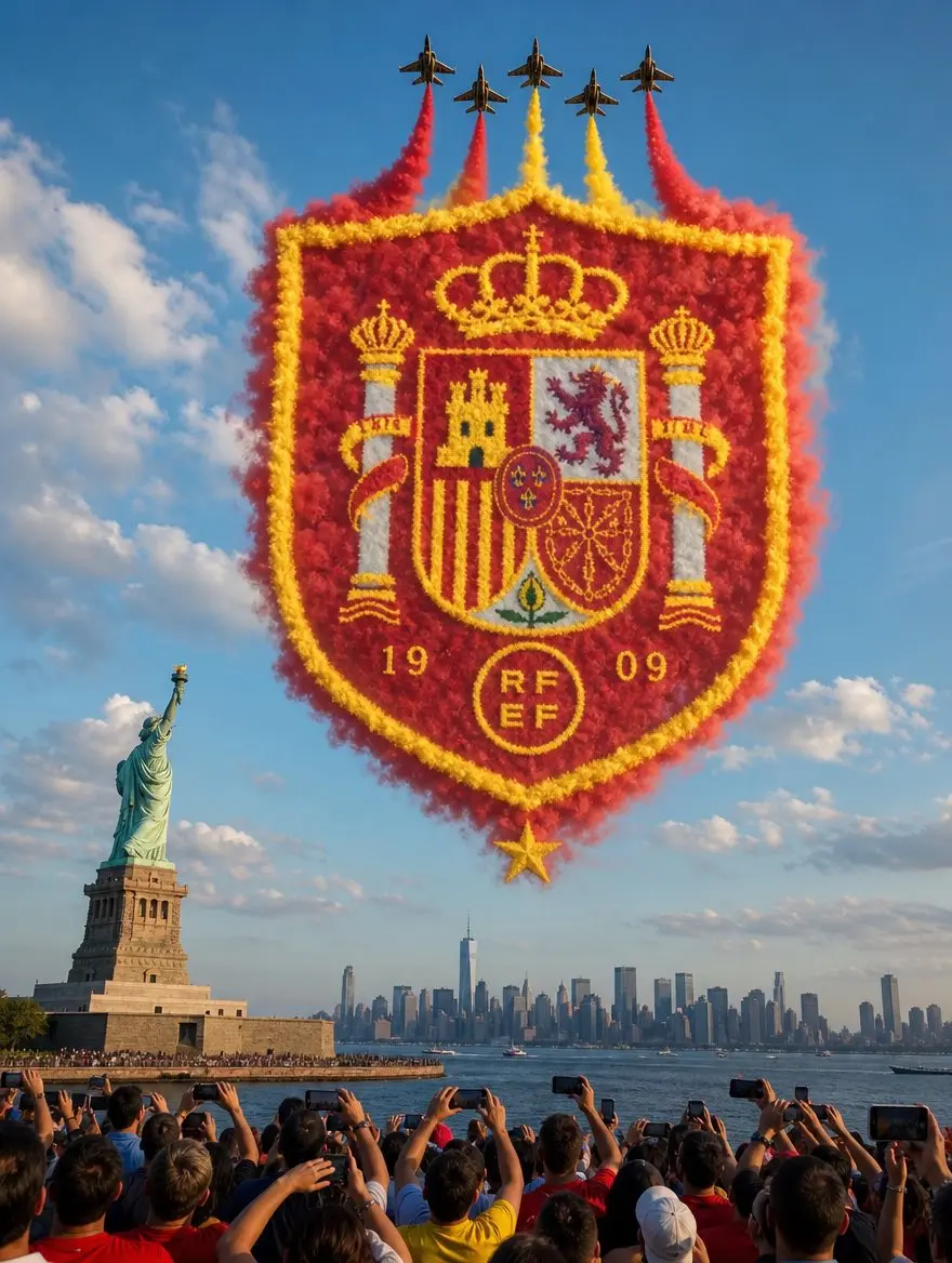 İspanya arması, hava gösterisi dumanıyla New York semalarında